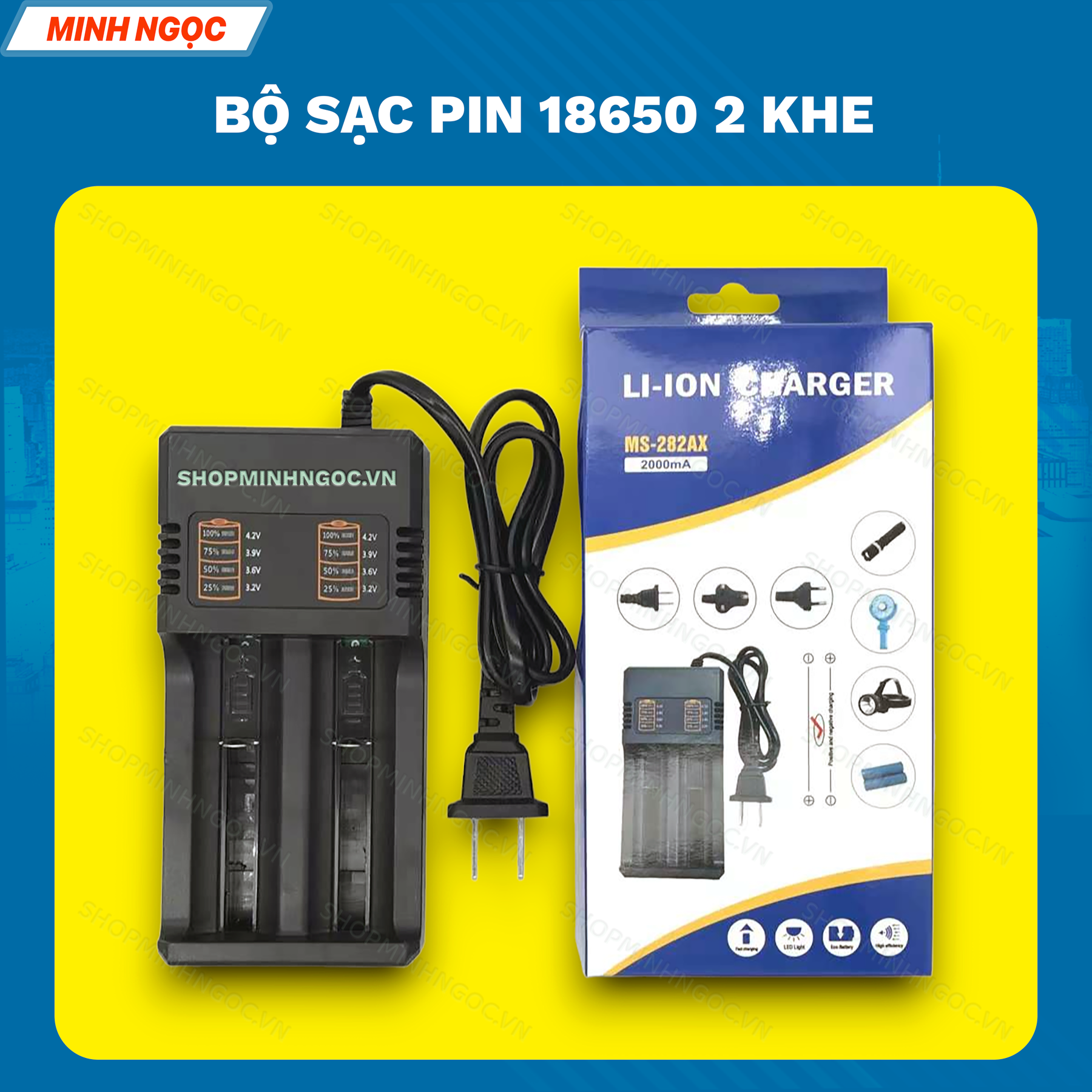 BỘ SẠC PIN 18650 2 KHE